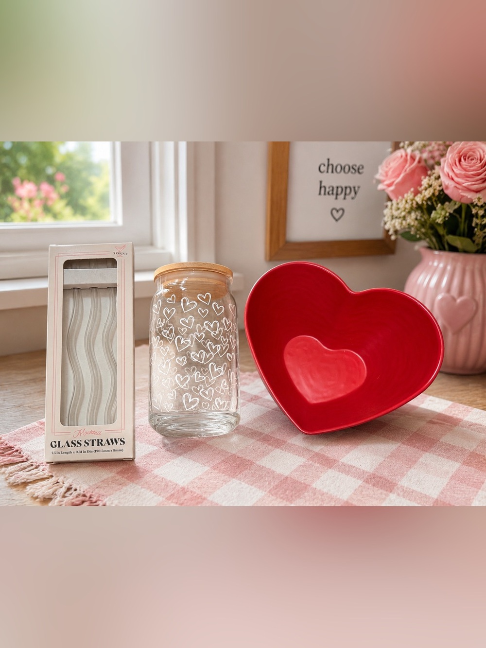 Heart Glass and Bowl Set